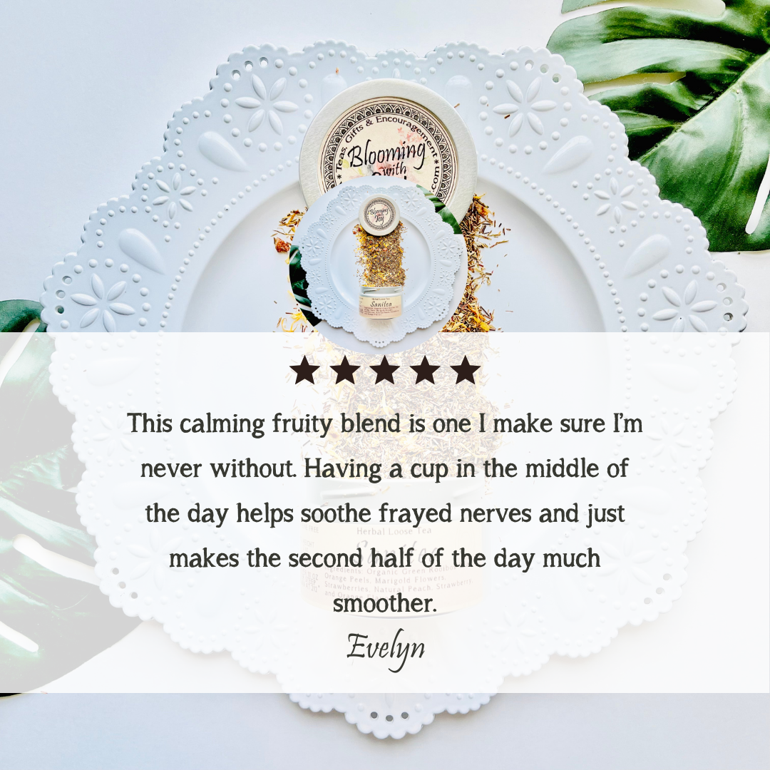This calming fruity blend is one I make sure I’m never without. Having a cup in the middle of the day helps soothe frayed nerves and just makes the second half of the day much smoother.