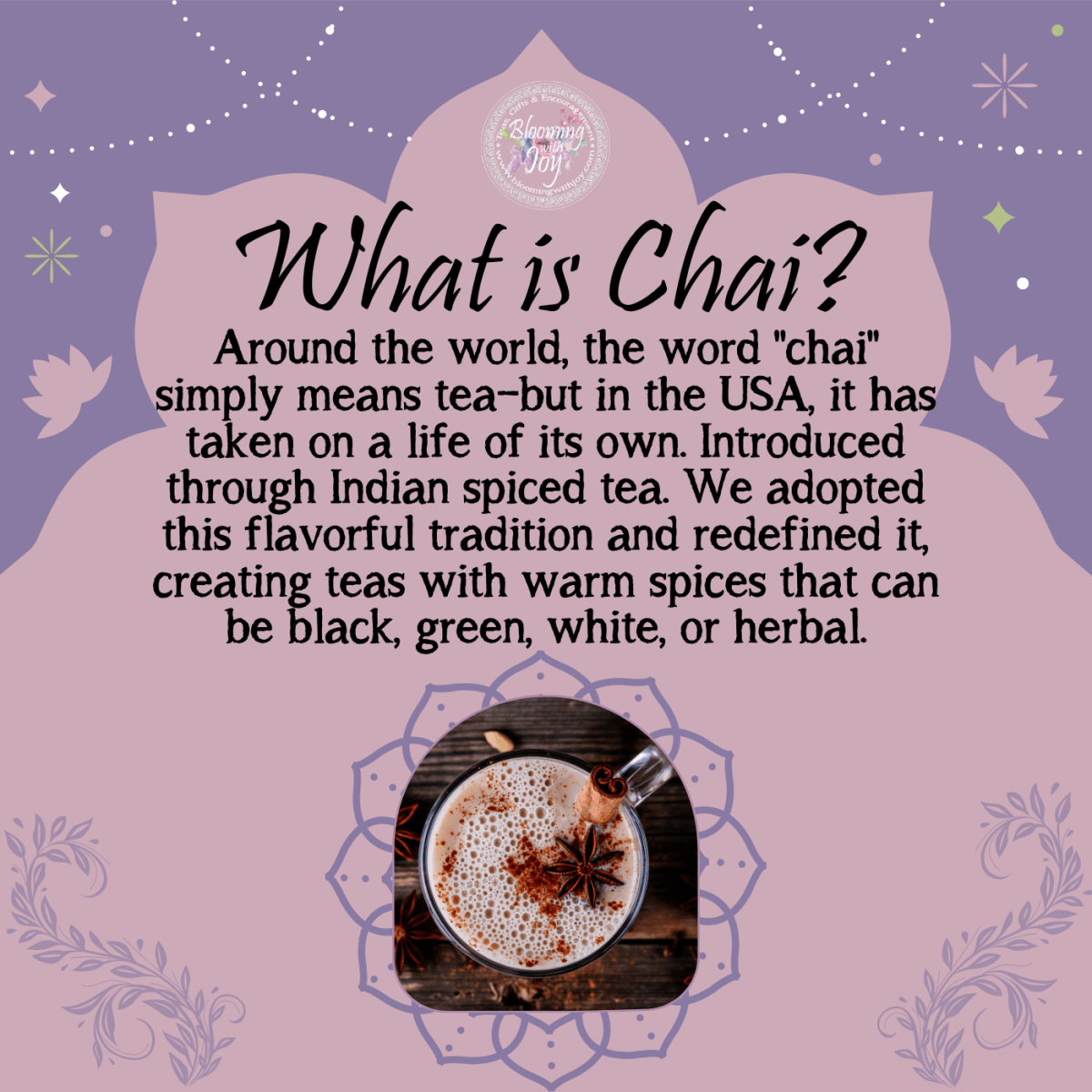 Vanilla Bean Chai 6 Two Quart Sized Pouches - Blooming With Joy Tea Co.