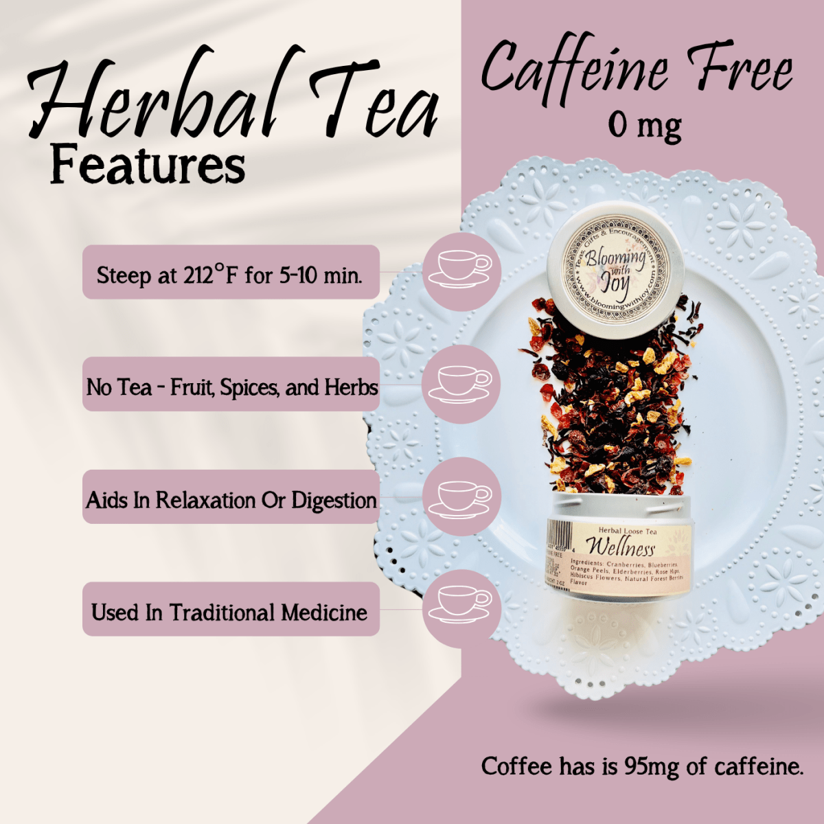 Melon Crush Cold Brew Iced Tea | Watermelon Herbal Blend - Blooming With Joy Tea Co.
