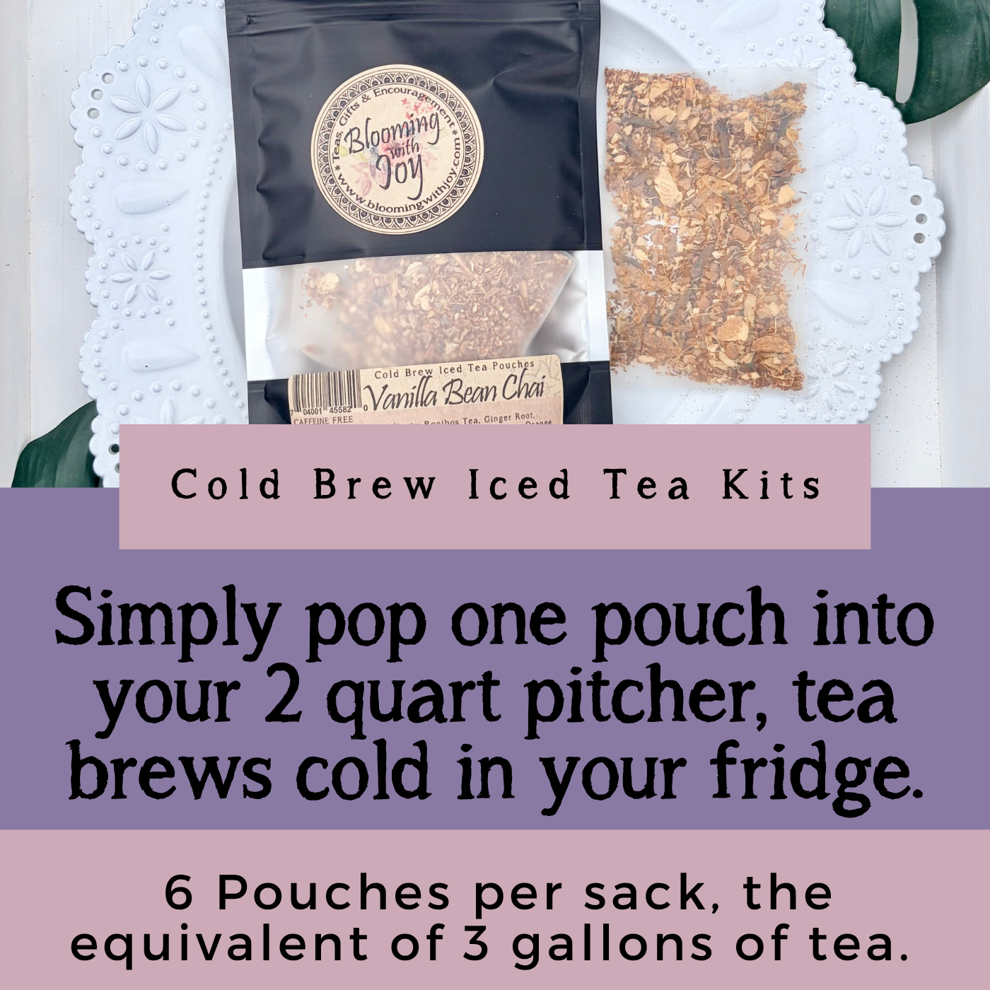 Fuzzy Peach White Tea 6 Two Quart Sized Pouches