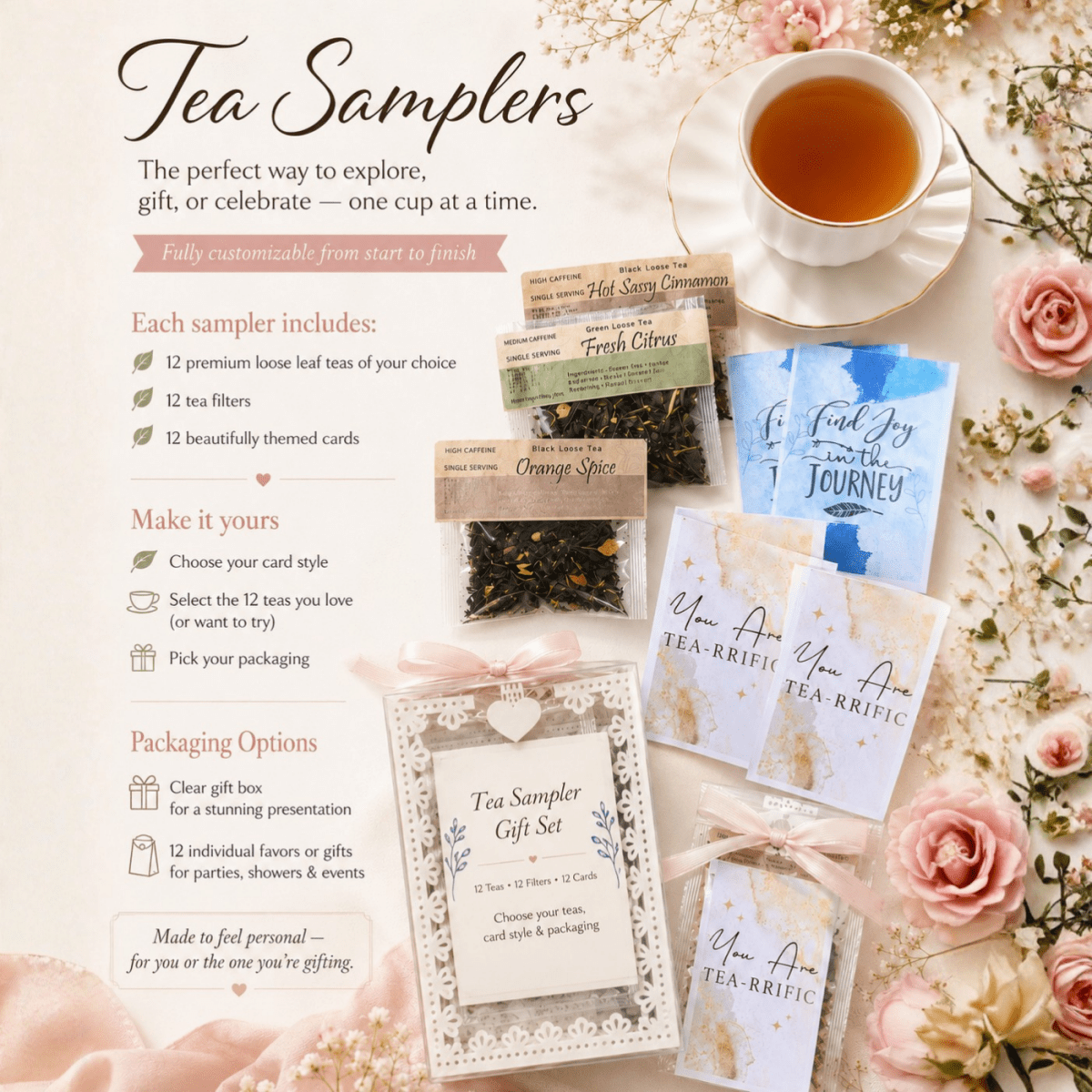 Pardon Me While I Sip This Tea | 12 Single Serving Teas Blends Sampler - Blooming With Joy Tea Co.