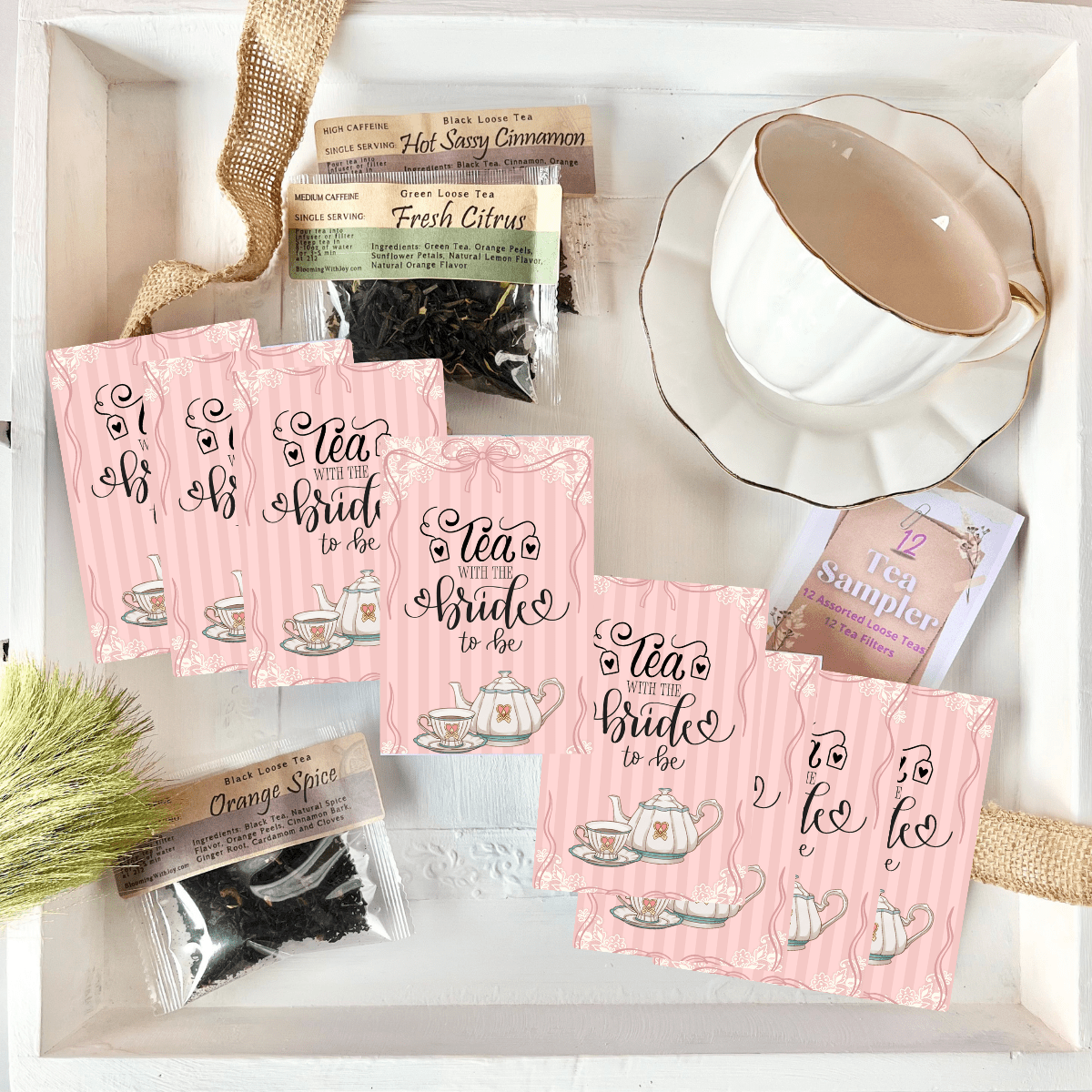 Tea with the Bride To Be | 12 Single Serving Teas Blends Sampler - Blooming With Joy Tea Co.