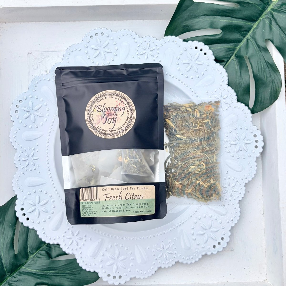 Fresh Citrus Green Tea 6 Two Quart Sized Pouches - Blooming With Joy Tea Co.
