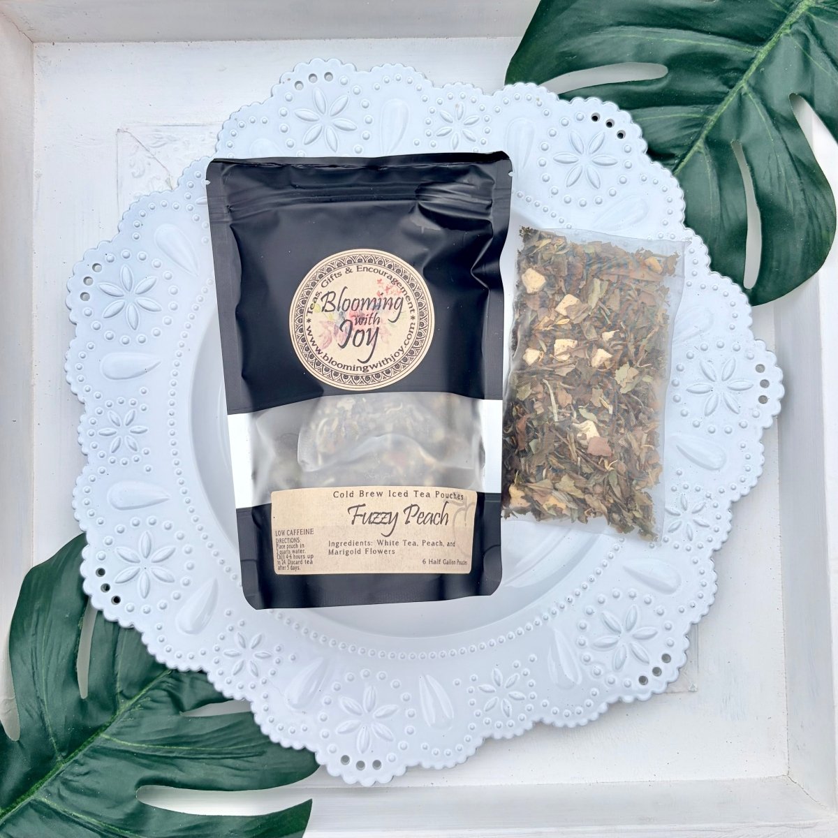 Fuzzy Peach White Tea 6 Two Quart Sized Pouches - Blooming With Joy Tea Co.