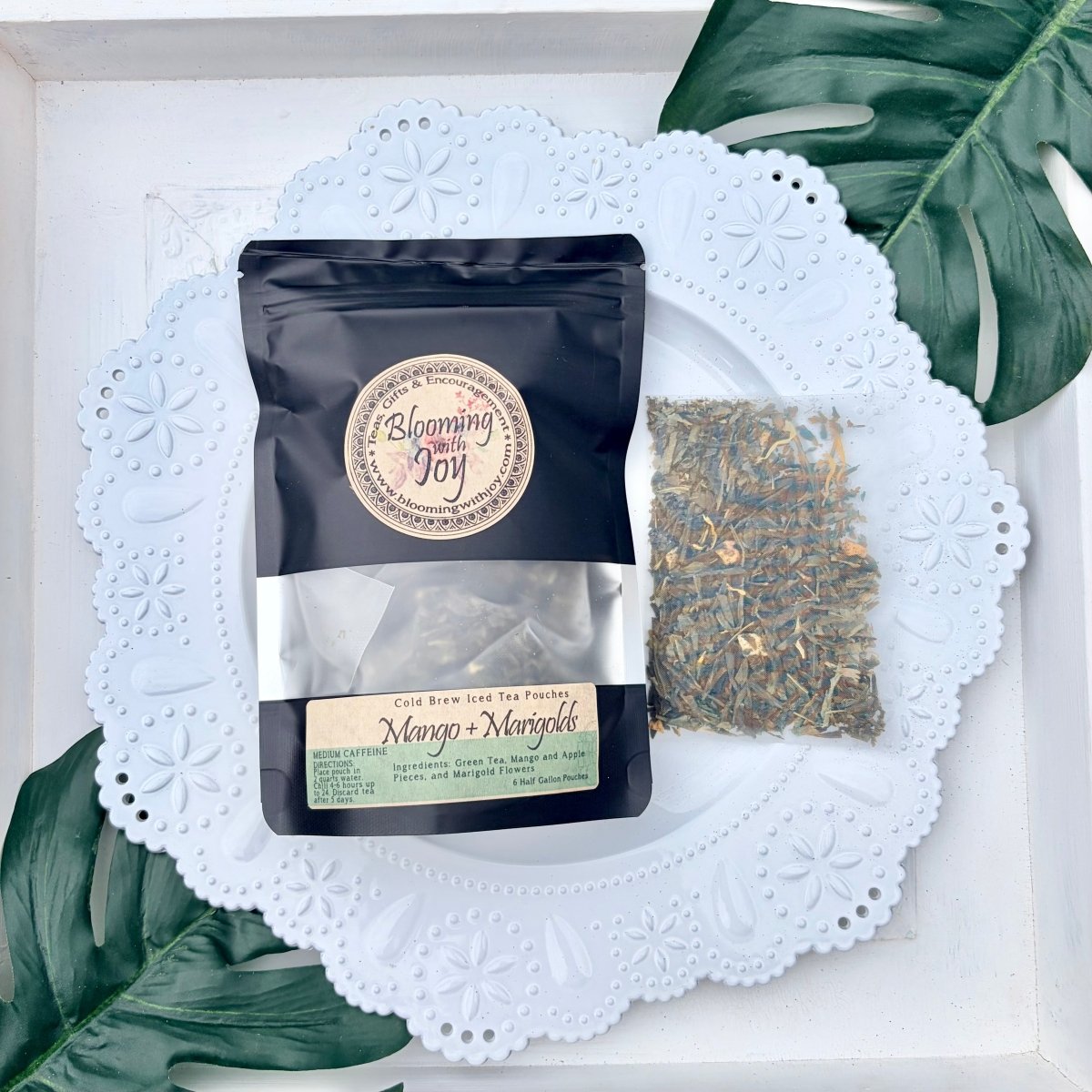 Mango + Marigolds Green Tea Cold Brew Iced Tea Pouches - Blooming With Joy Tea Co.